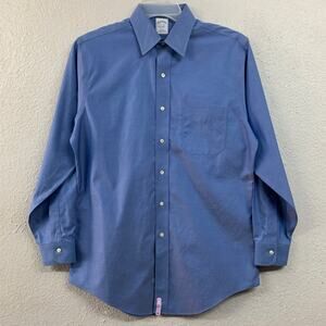 Brooks Brothers Men's Cobalt Blue Wrinkle-Free Stretch Shirt -Men's M